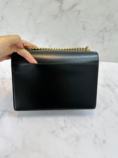 Bolsa Saint Laurent Sunset Preta Com Dourado Italiana - loja online