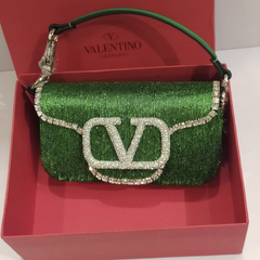 Bolsa VLTN Locò Pequena Verde com Aplicação Italiana