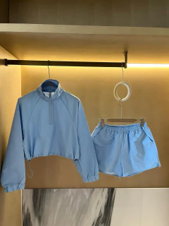 Conjunto Alo Jaqueta e Shorts Impermeável Azul