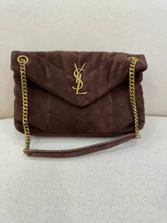 Bolsa YSL Loulou Puffer Camurça Marrom Italiana