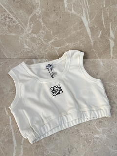 Blusa Cropped Loewe Branca Italiana