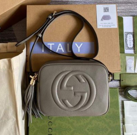Bolsa Gucci Soho Disco Cinza Italiana