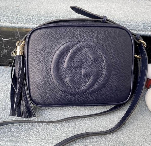 Bolsa Gucci Soho Disco Azul Marinho Italiana