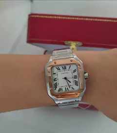Relógio Cartier Santos Prata e Rosê Italiana