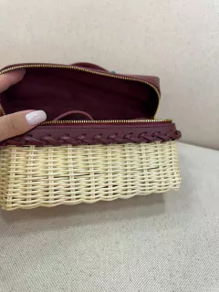 Bolsa Loro Piana Mini Vime e Couro Vinho - comprar online
