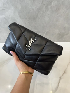 Bolsa YSL Puffer Toy Pequena Preta com Prata Italiana