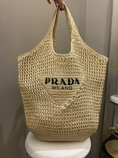 Bolsa Prada Tote em Ráfia Italiana