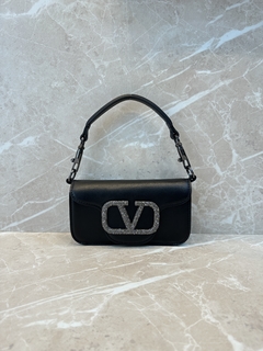 Bolsa VLTN Locò Preta Brilhante Pequena Italiana