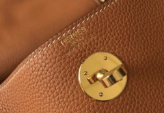 Bolsa Hermès Lindy Caramelo com Dourado Italiana - Bolsas e Grife