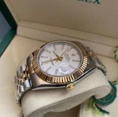 Rolex 36mm fundo branco Prata e Dourado Italiana - comprar online