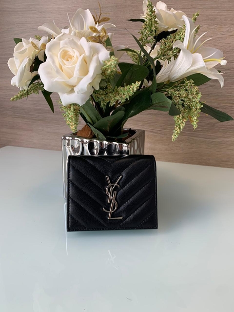 Carteira YSL Pequena Preta Italiana