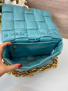 Imagem do Bolsa Bottega Veneta Cassette de corrente Azul Italiana