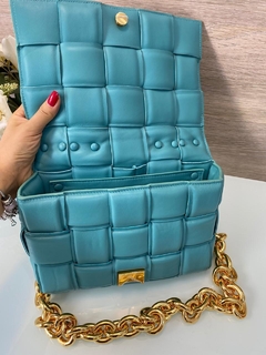 Bolsa Bottega Veneta Cassette de corrente Azul Italiana - Bolsas e Grife