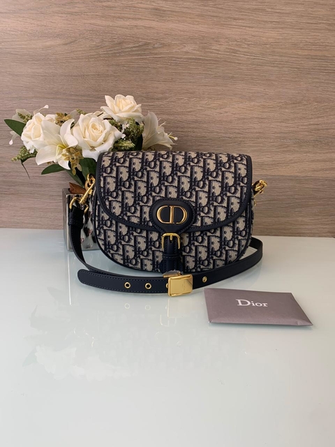 Bolsa Dior Bobby Média Jacquard Oblique Azul Italiana