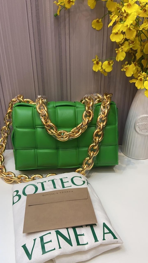 Bolsa Bottega Veneta Cassette de Corrente Verde Italiana