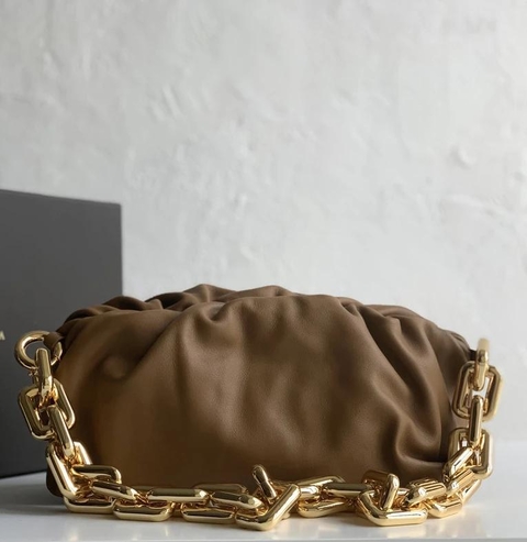 Bolsa Bottega Veneta The Chain Pouch Com Corrente Caramelo Italiana