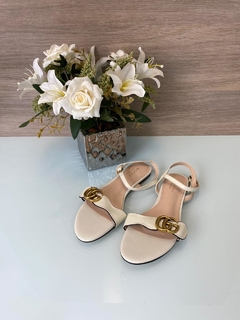 Sandália Rasteira Gucci Couro Branco Double G Italiana - comprar online
