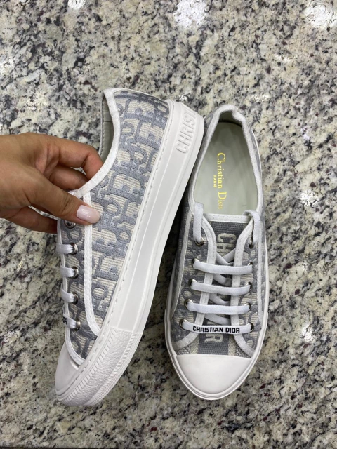 Tênis Dior Walk'n Dior Bordado Oblique Cinza Italiana
