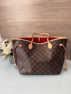 Bolsa Louis Vuitton Neverfull Monogram Interior Vermelho MM Italiana - comprar online