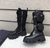 Bota Cano Longo Monolith Couro e Nylon Preto Italiana