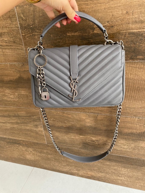 Bolsa YSL College Cinza Italiana
