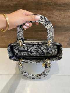 Bolsa Lady Dior D-Lite Média Toile de Jouy Reverse Azul Italiana na internet