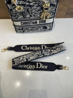 Bolsa Lady Dior D-Lite Média Toile de Jouy Reverse Azul Italiana - loja online