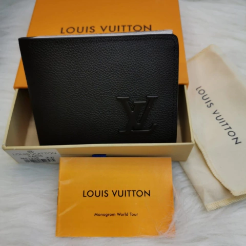 Carteira Multiple LV Aerogram Preta Italiana