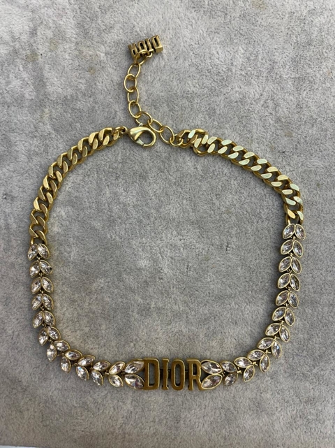 Colar Dior com Cristais Brancos Italiana