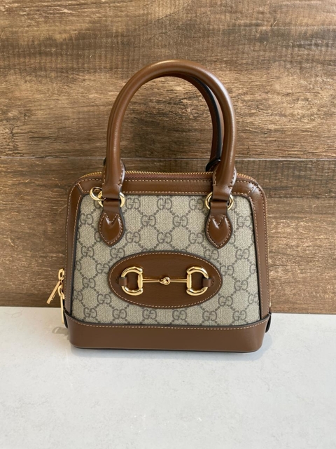 Bolsa Gucci Horsebit 1955 Tote Mini Marrom Italiana