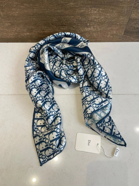 Lenço Dior Azul e Branco Italiana