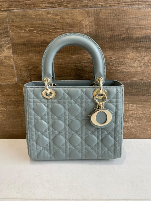 Bolsa Lady Dior Média Cinza Italiana