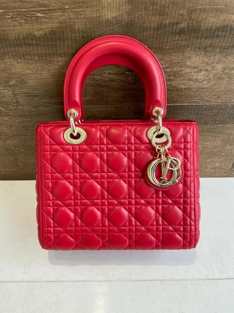 Bolsa Lady Dior Média Vermelha Italiana