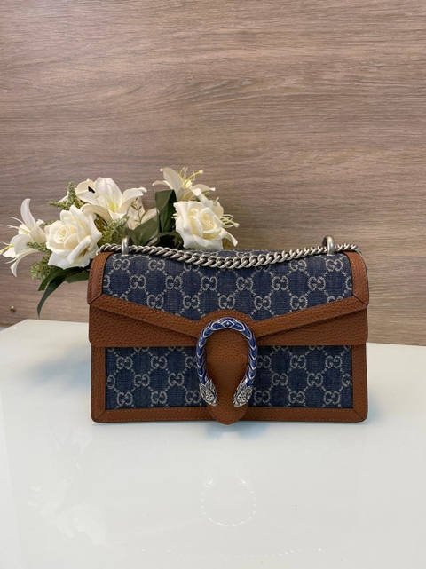 Bolsa Gucci Dionysus Média Denim GG Azul Italiana