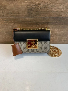 Bolsa Gucci Padlock Preta e Marrom Italiana