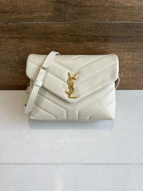 Bolsa YSL LouLou Toy Off-White/Dourada Italiana