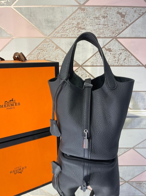 Bolsa Hermes Picotin Lock 18 Preta Italiana
