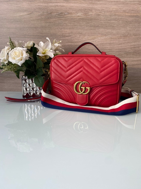 Bolsa Gucci Marmont GG Média Vermelha Italiana