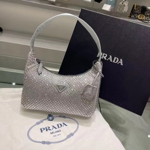 Bolsa Reedition 2000 Com Brilho Cinza Italiana