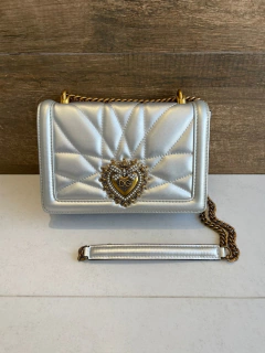 Bolsa D&G Devotion Média Prata Italiana