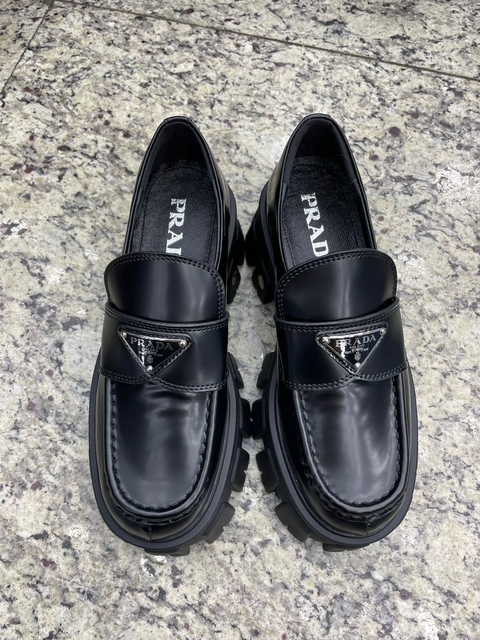 Mocassim Monolith Prada Preto Italiana