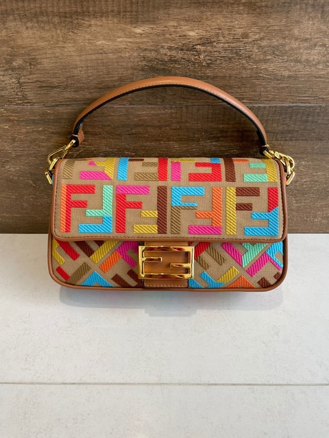Bolsa Fend Baguette FF Multicolorida Italiana