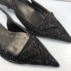 Pump Slingback Prada Preto com Brilho italiana na internet