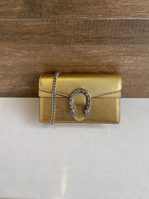 Bolsa Dionysus Super Mini Dourada Italiana