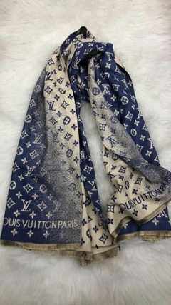Echarpe Louis Vuitton Monogram Azul e Bege Italiana