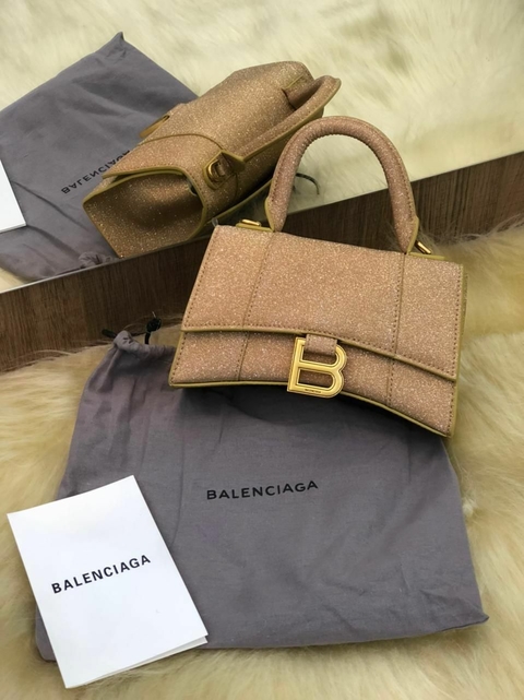 Bolsa Balencaga Hourglass Tote Bege Italiana