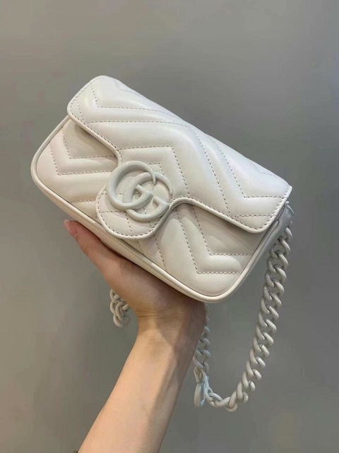 Bolsa Pochete Gucci GG Marmont Branca Off White Italiana
