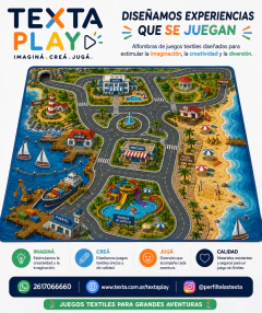 Alfombra de juego textil con ciudad
