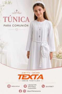 Túnica para recibir la Comunión con canesú LISO SIN BORDADO