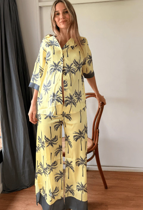 Pijama Camisero Tropical Lima - comprar online